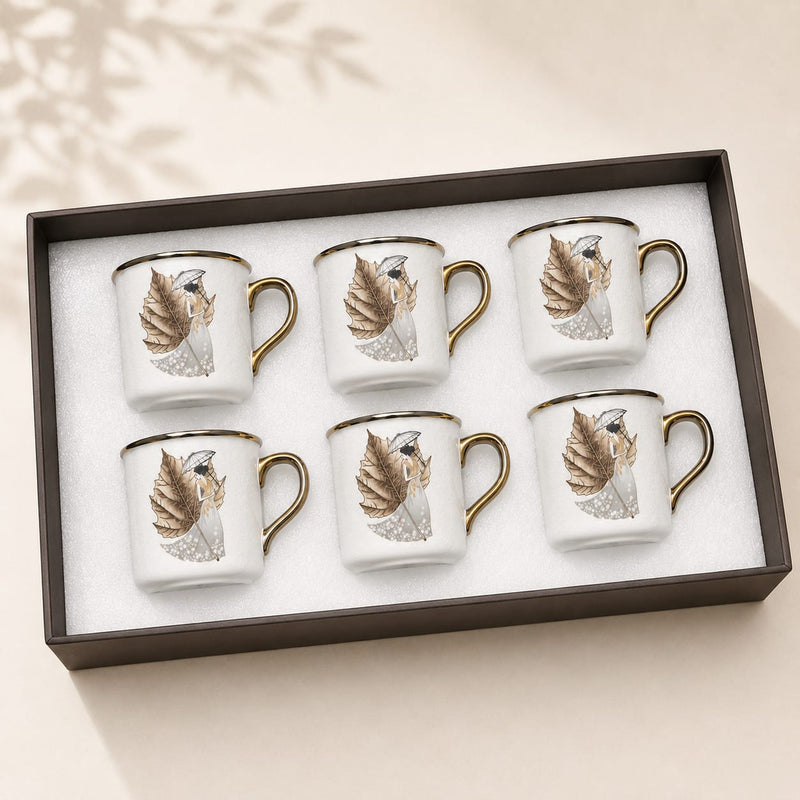 Rose gold lady leaf mug set
