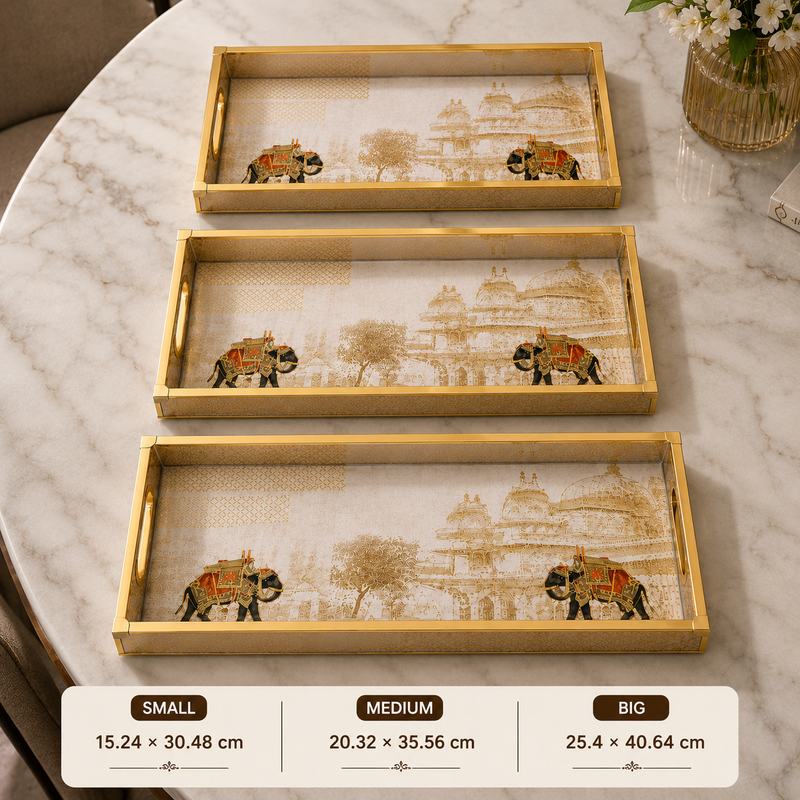Golden Raj Heritage 3Pcs Tray Set