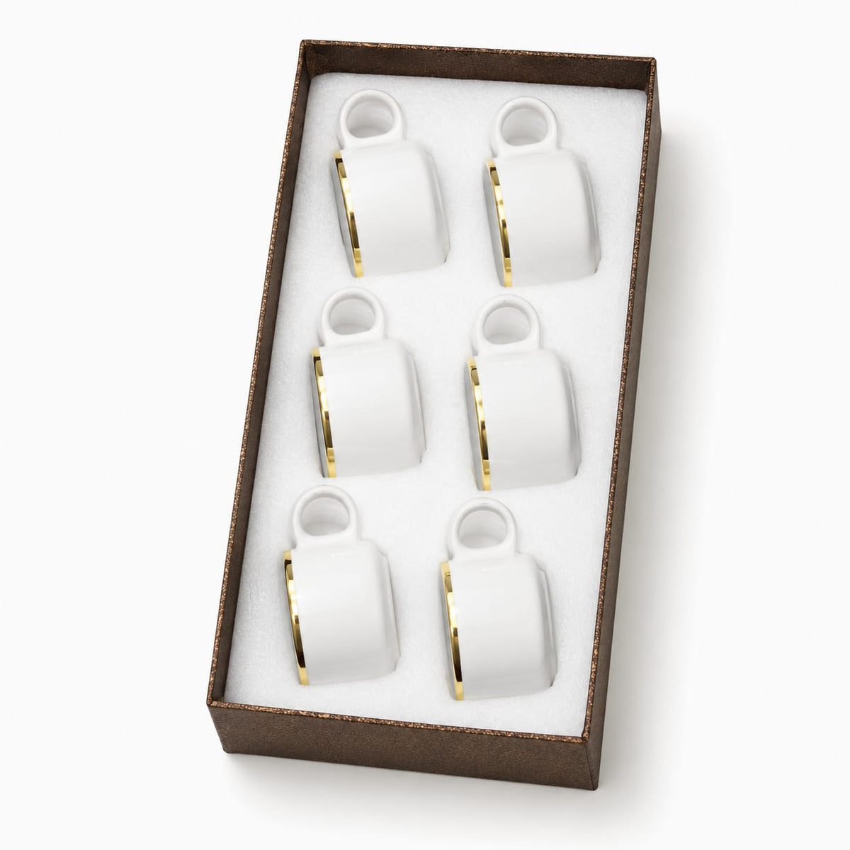 Gold rim line mug set