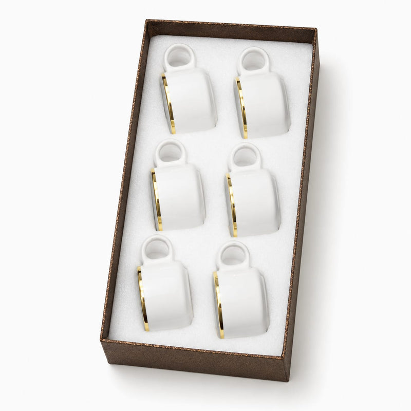 Gold rim line mug set