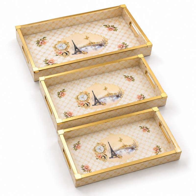 Golden Paris Heritage 3Pcs Tray Set