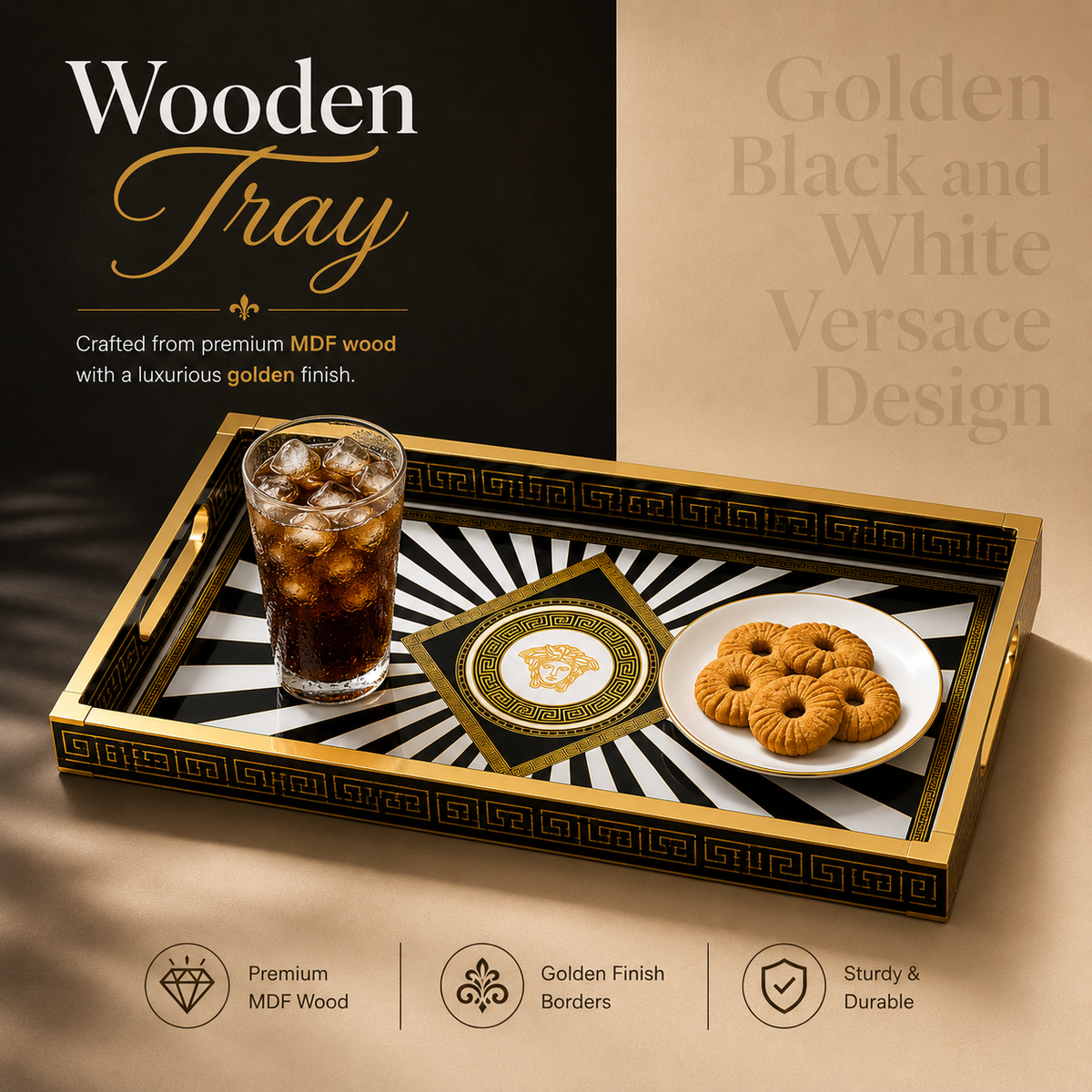 Golden Noir Imperial 3Pcs Tray Set