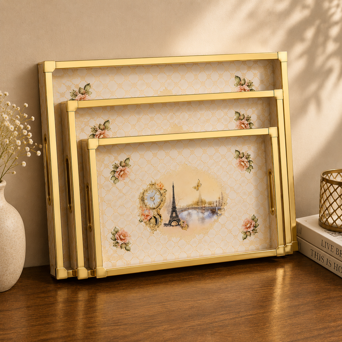 Golden Paris Heritage 3Pcs Tray Set