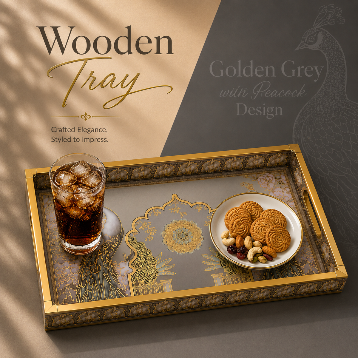 Royal Peacock Heritage 3Pcs Tray Set