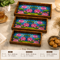 Azure Lotus Bloom 3Pcs Tray Set