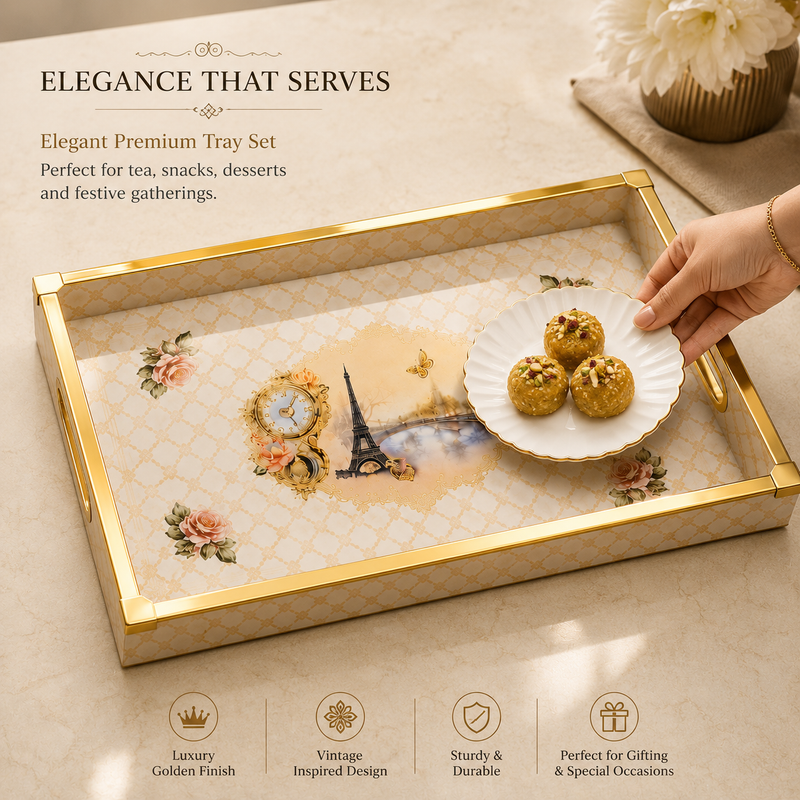 Golden Paris Heritage 3Pcs Tray Set