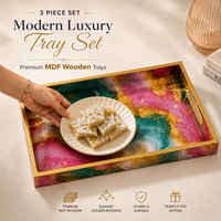 Golden Lagoon Marble 3 Pcs Tray Set