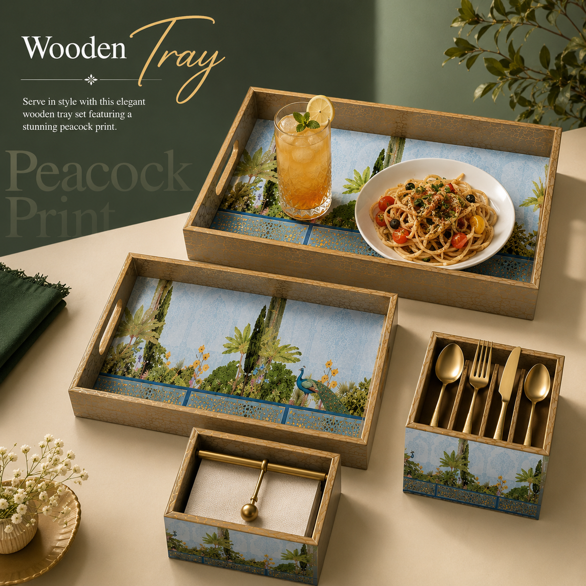 Royal Peacock Garden Combo 4Pc Set