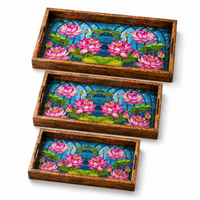 Azure Lotus Bloom 3Pcs Tray Set