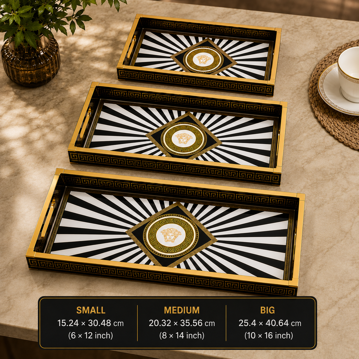 Golden Noir Imperial 3Pcs Tray Set