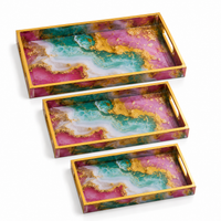 Golden Lagoon Marble 3 Pcs Tray Set