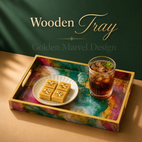 Golden Lagoon Marble 3 Pcs Tray Set