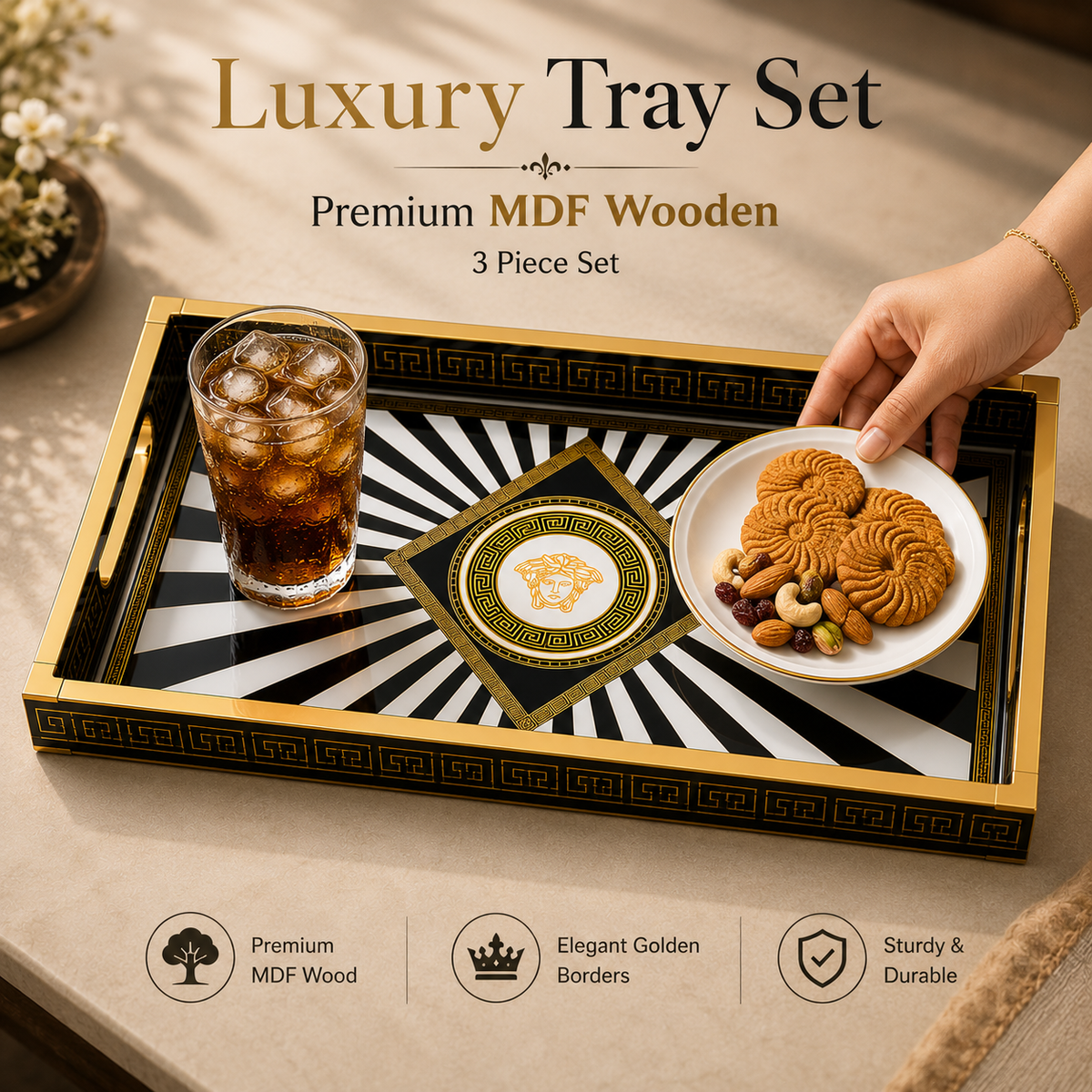 Golden Noir Imperial 3Pcs Tray Set