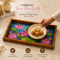 Azure Lotus Bloom 3Pcs Tray Set