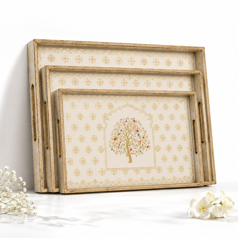 Golden Royale Tree 3Pcs Tray Set