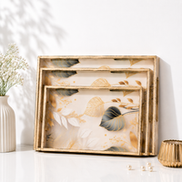 Golden Ivory Leaf 3Pcs Tray Set