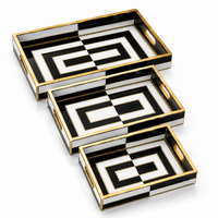Golden Noir Geometry 3Pcs Tray Set