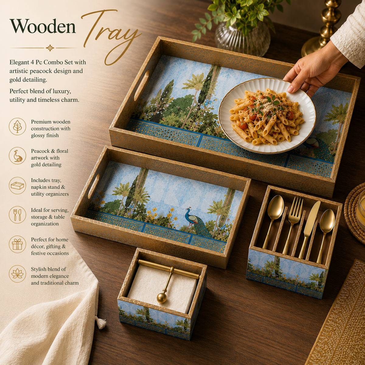 Royal Peacock Garden Combo 4Pc Set