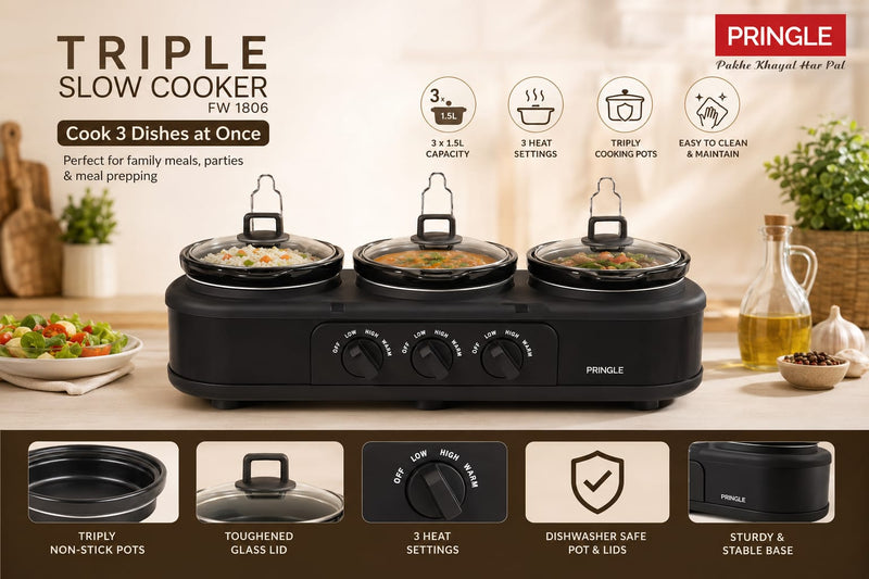 pringle triple slow cooker 1.5ltr fw 1806