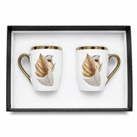 24k rose gold plated lady leaf milk mug - set of 2