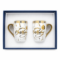 24k Gold Plated Happy Birthday milk mug -  set of 2