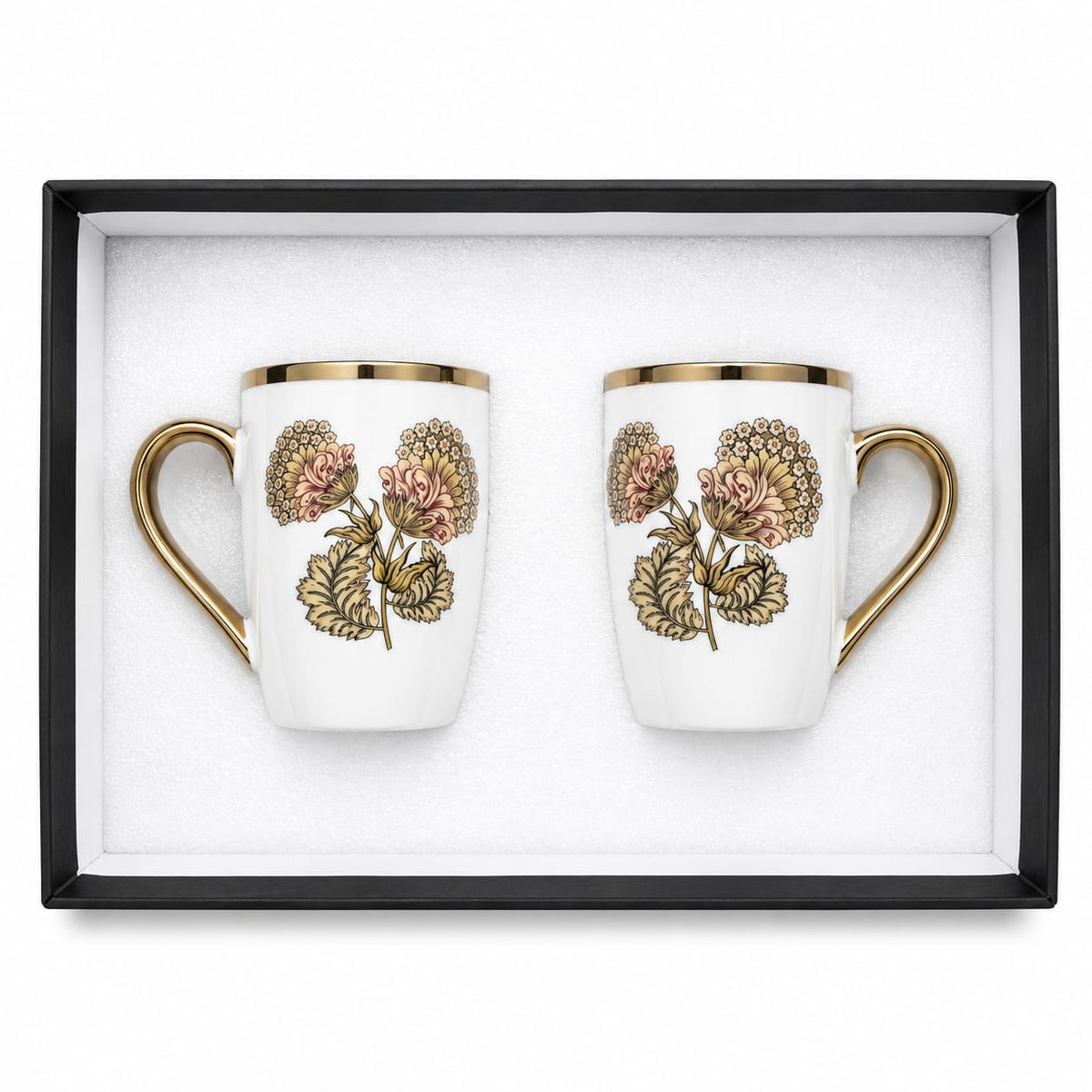 24k rose gold plated sunflower leaf milk mug - set of 2