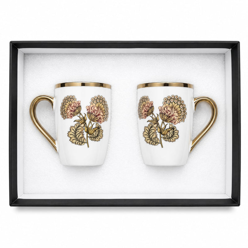 24k rose gold plated sunflower leaf milk mug - set of 2