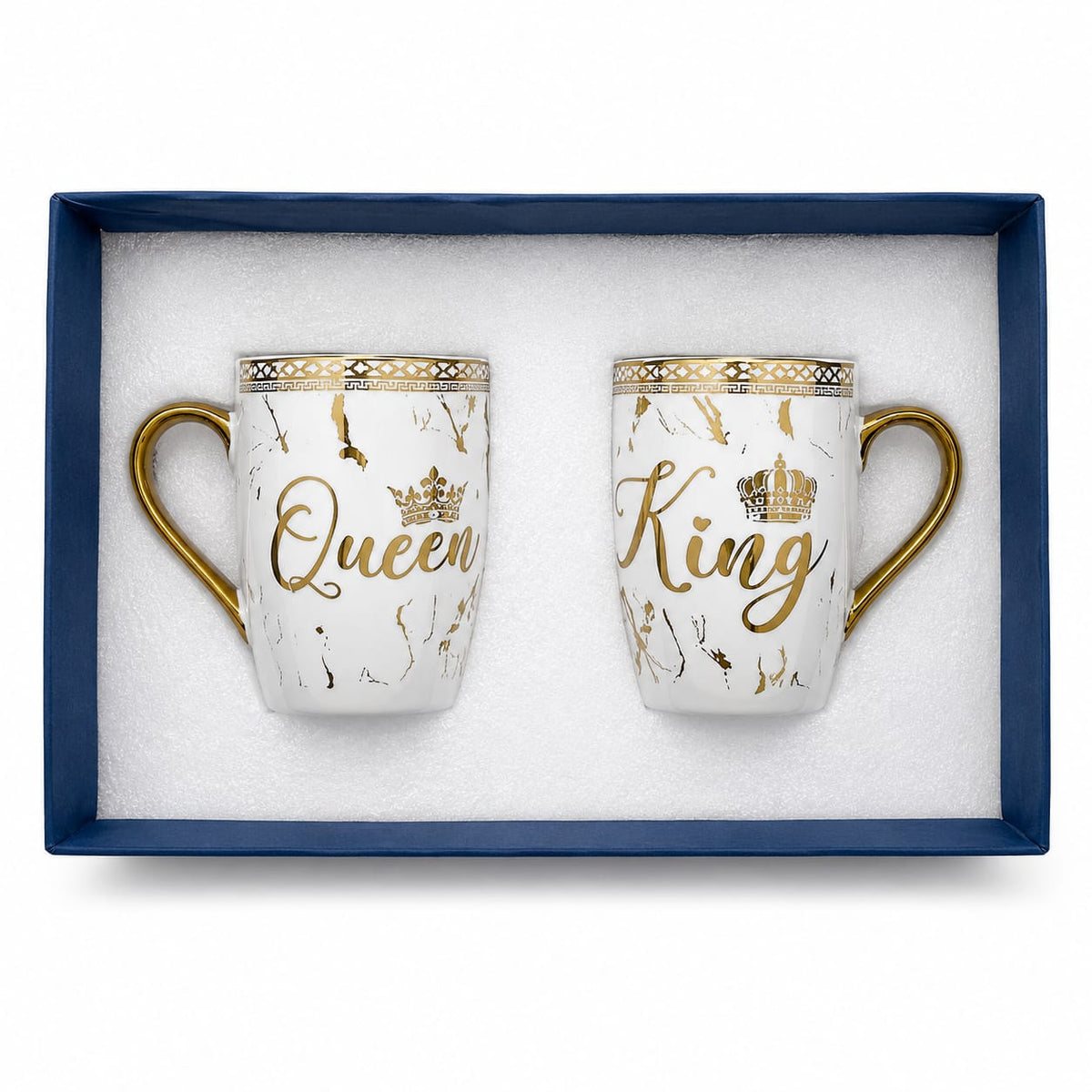 24k Gold Plated King Queen milk mug - set of 2