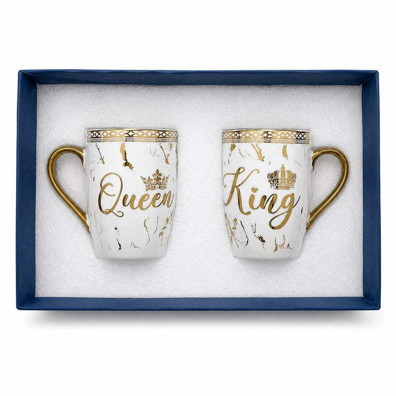 24k Gold Plated King Queen milk mug - set of 2
