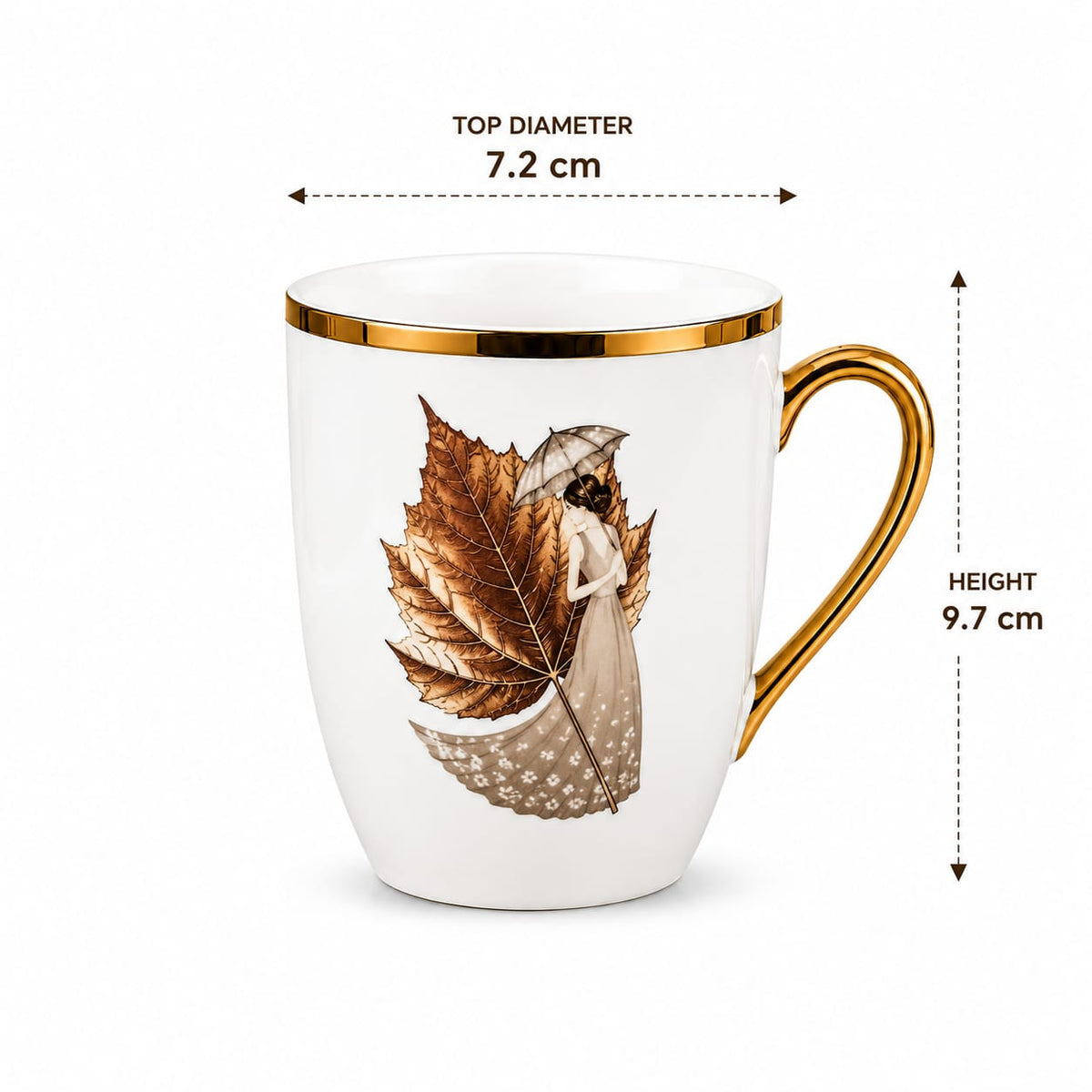 24k rose gold plated lady leaf milk mug - set of 2