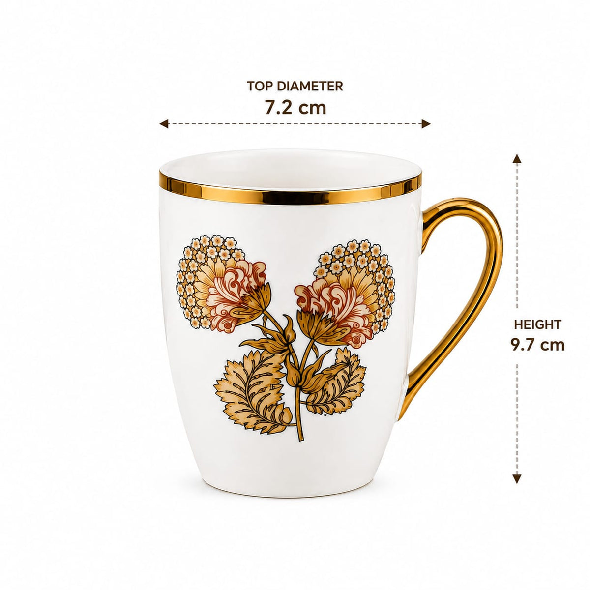 24k rose gold plated sunflower leaf milk mug - set of 2
