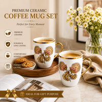 24k rose gold plated sunflower leaf milk mug - set of 2