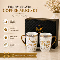24k Gold Plated King Queen milk mug - set of 2