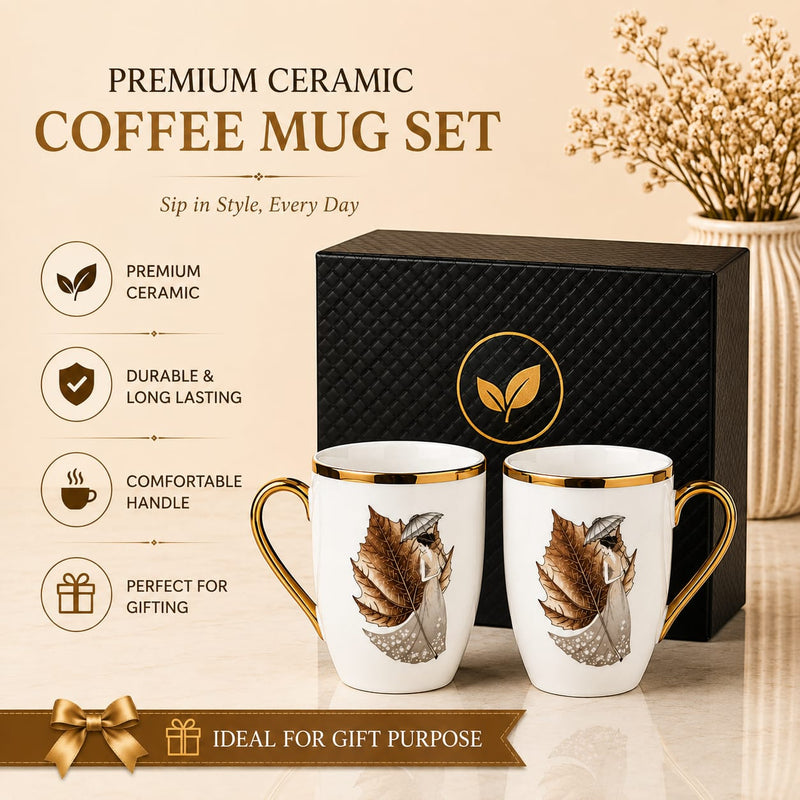 24k rose gold plated lady leaf milk mug - set of 2