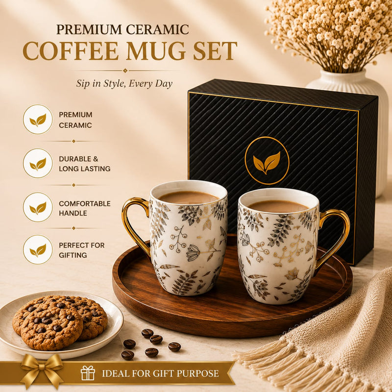 24k Gold Plated Multileaf milk mug - set of 2