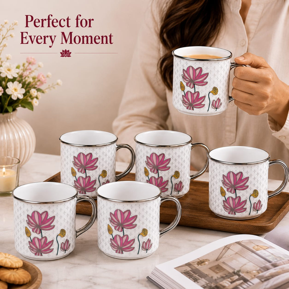 Platinum starred mug set