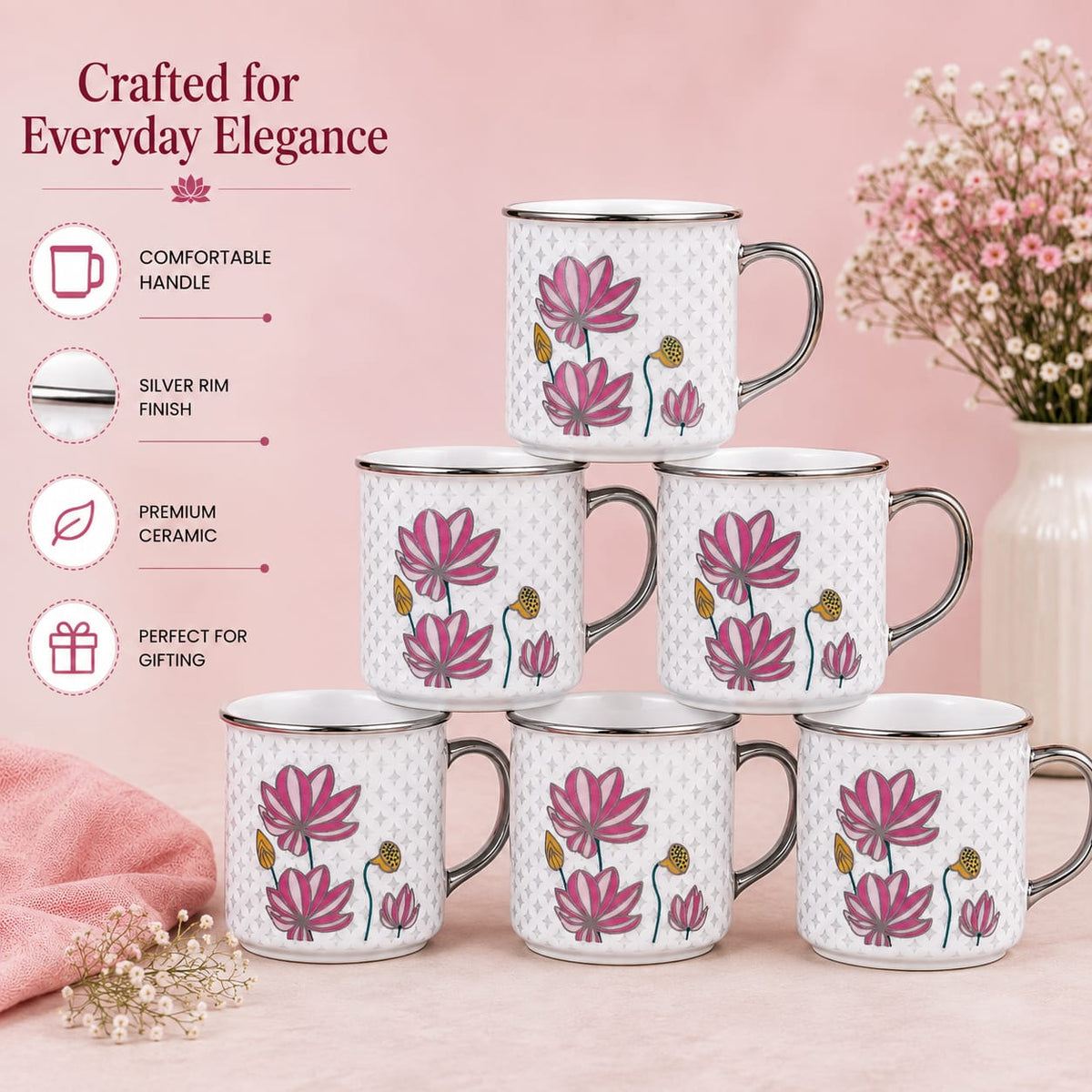 Platinum starred mug set