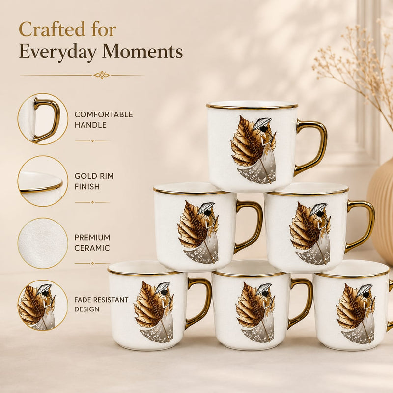 Rose gold lady leaf mug set