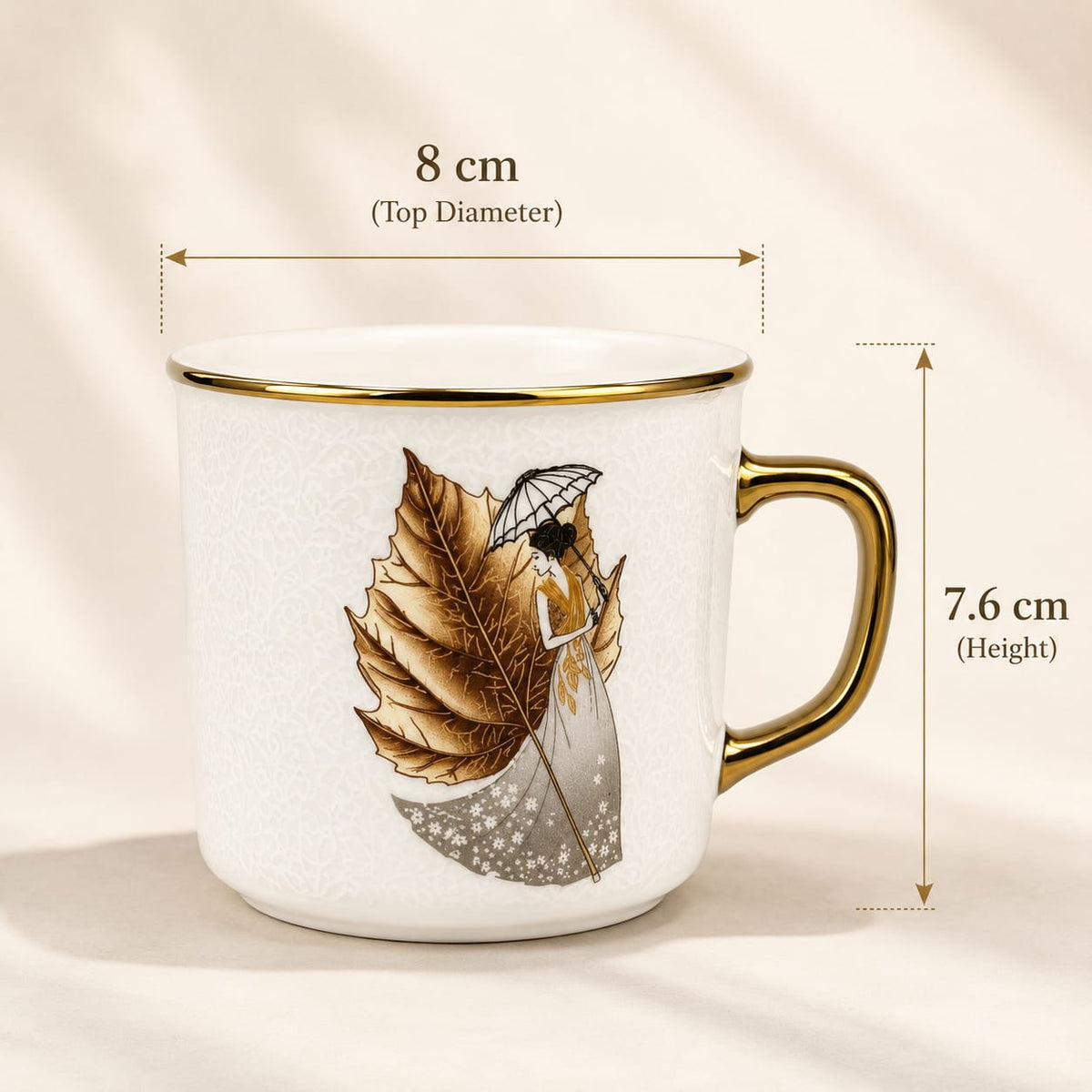 Rose gold lady leaf mug set