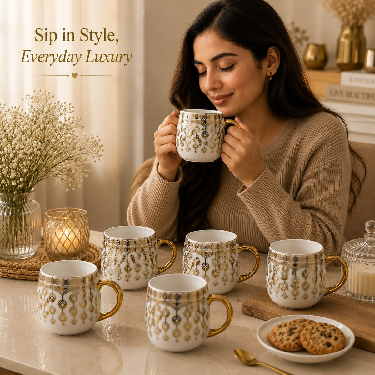Gold leaf mug set