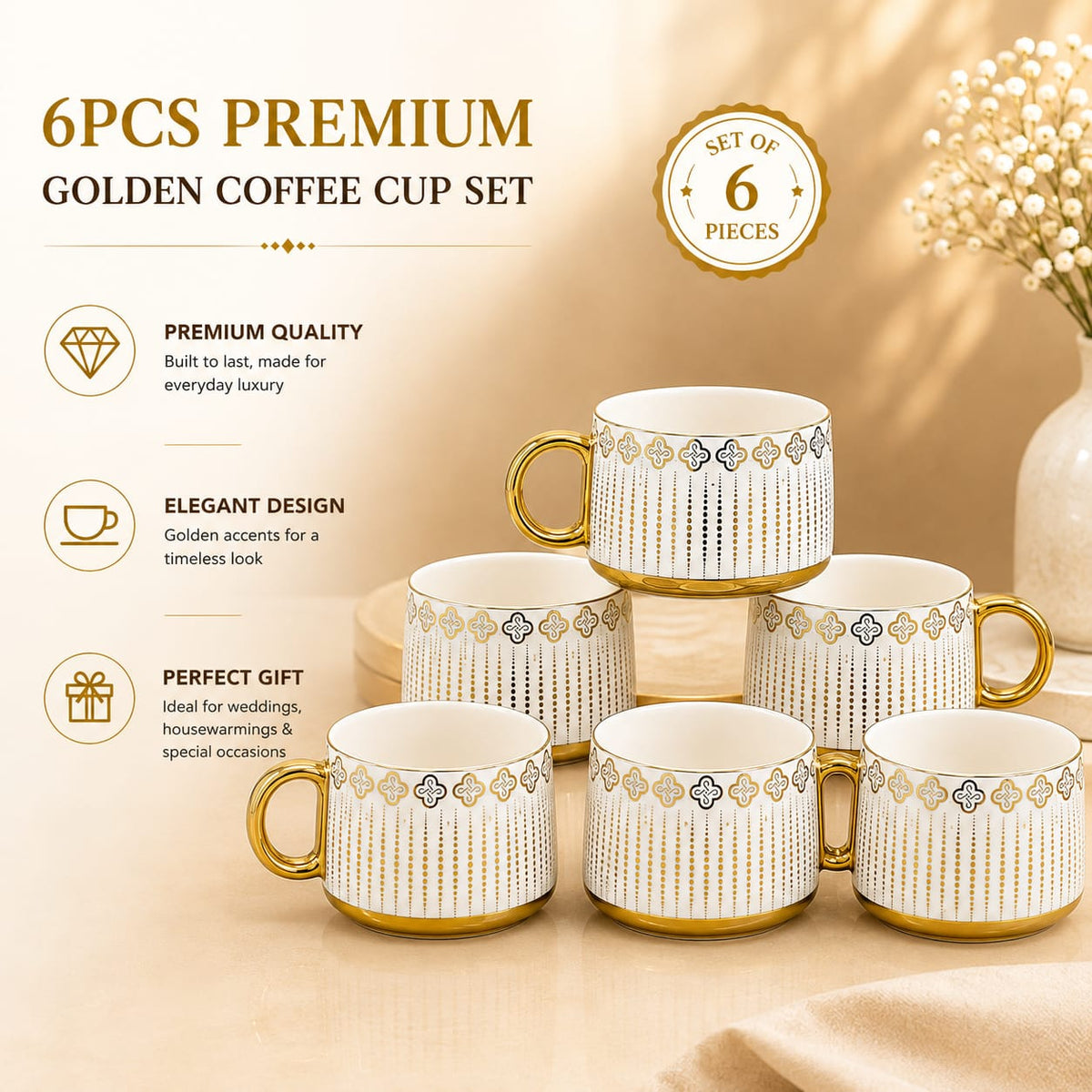 Gold Crestline mug set