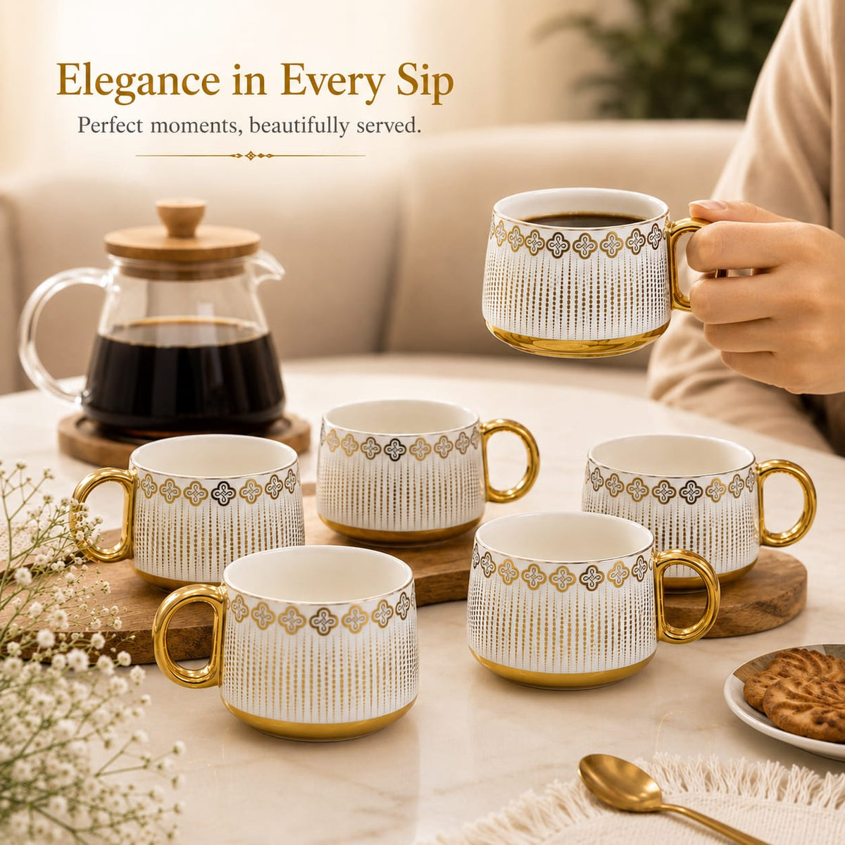 Gold Crestline mug set