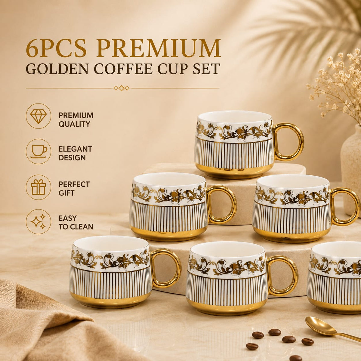 Gold souvrine mug set