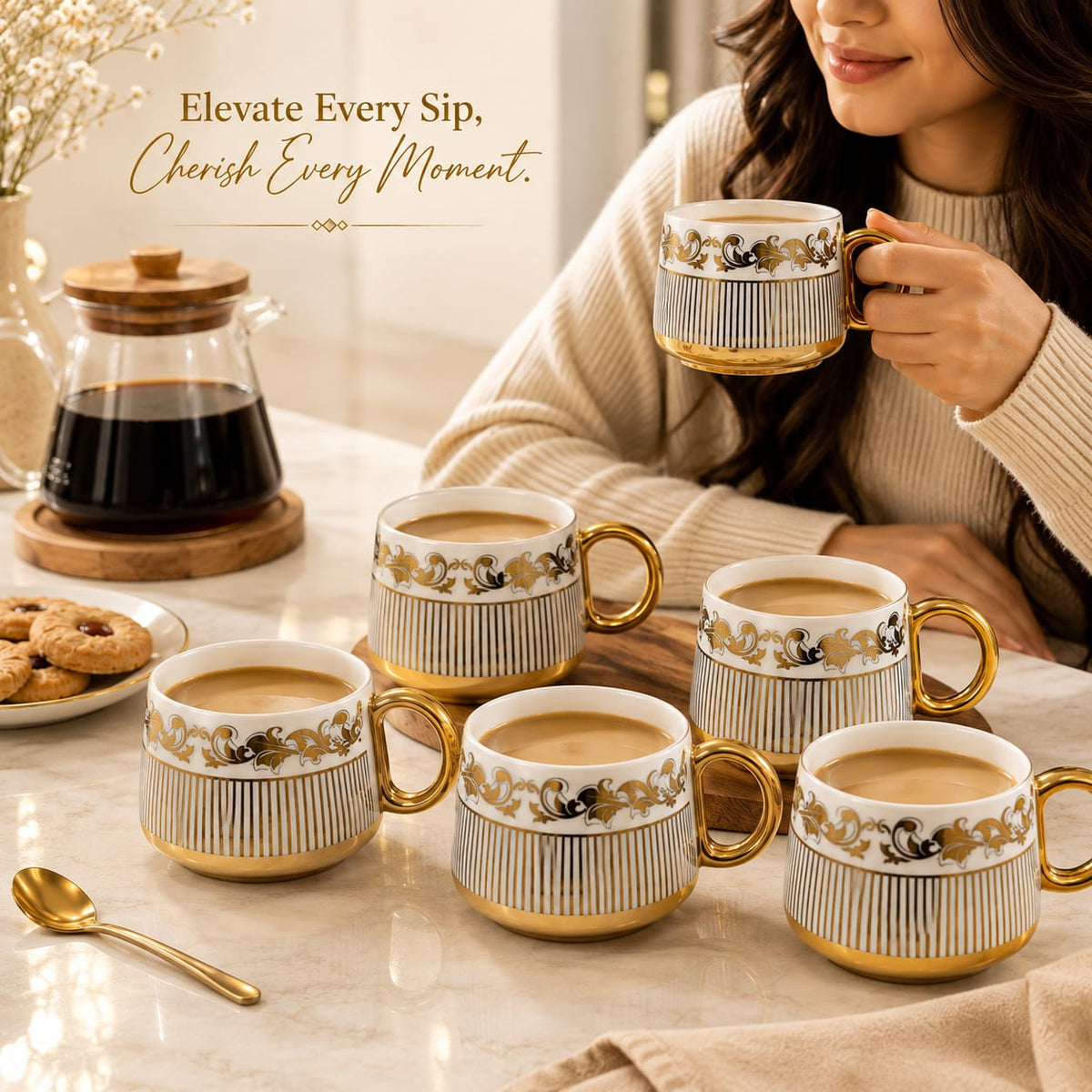 Gold souvrine mug set