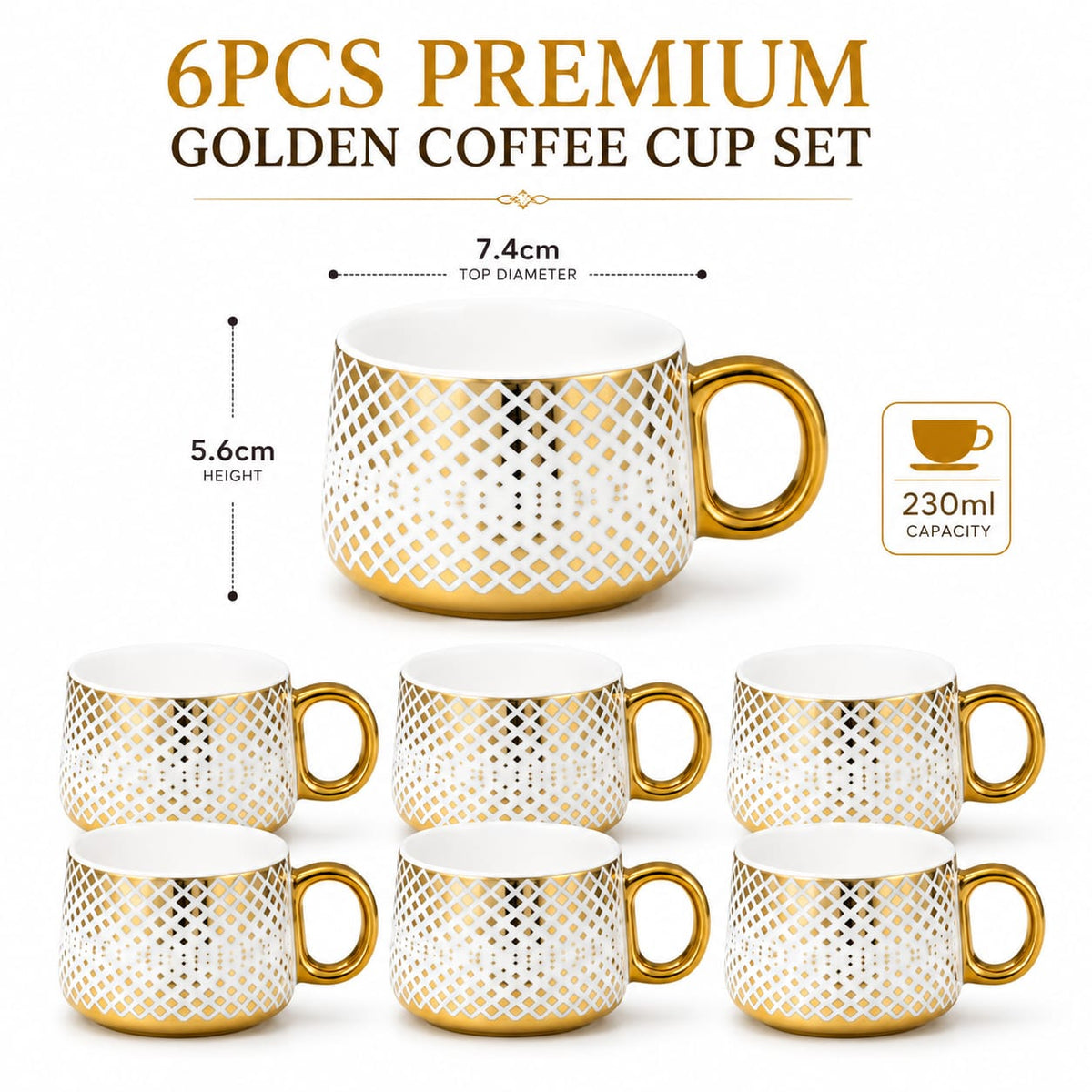 Gold grid mug set