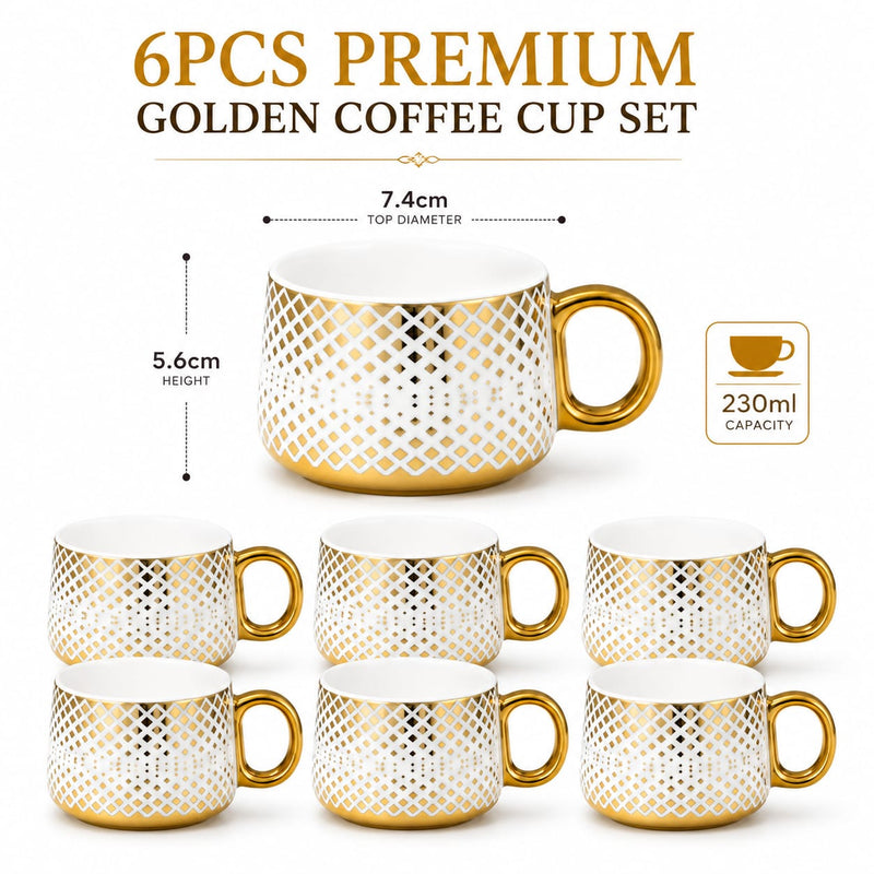 Gold grid mug set