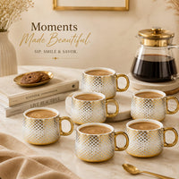 Gold grid mug set
