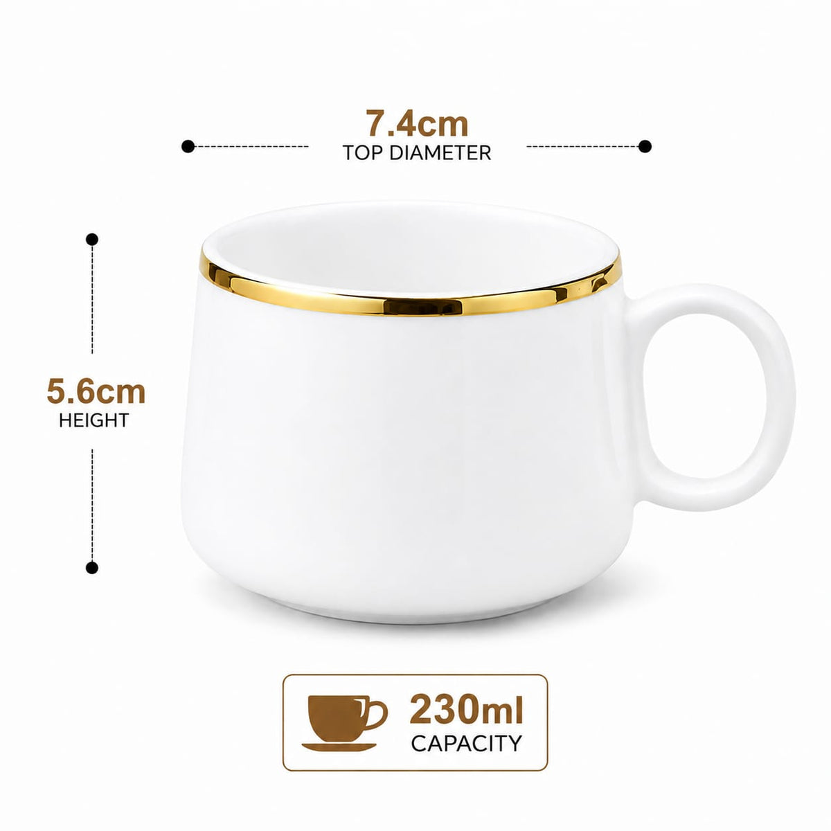 Gold rim line mug set