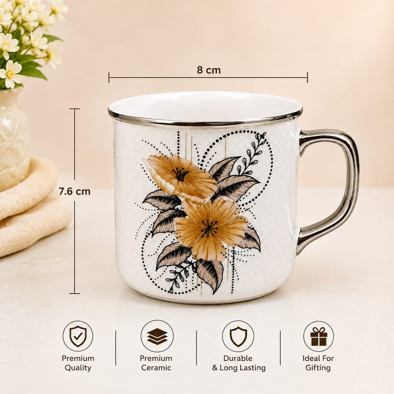 Platinum floral mug set