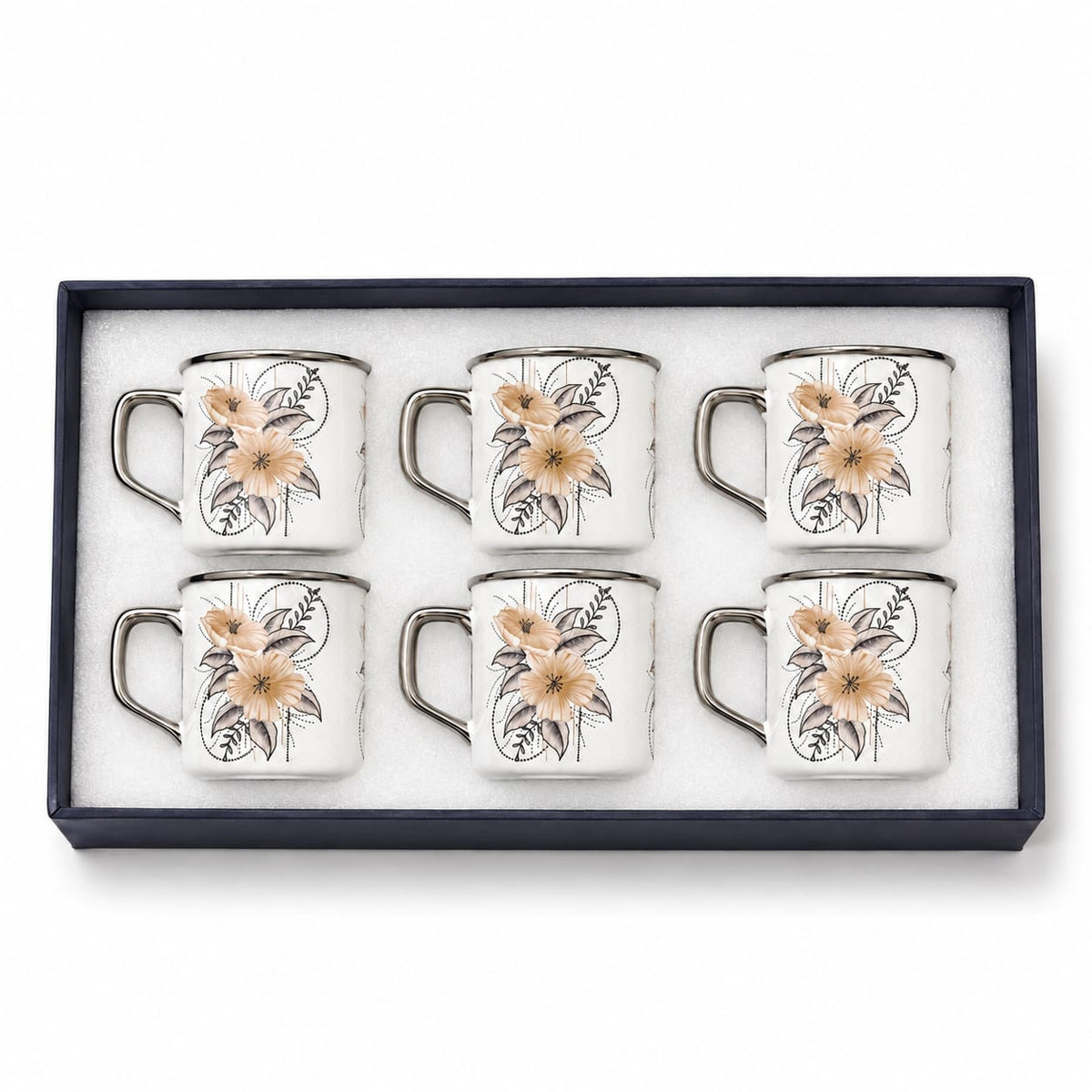 Platinum floral mug set
